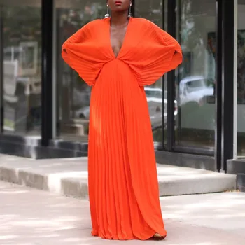 По-големи размери, Вечерни рокли в африканския стил за жени, Дашики, Анкара, Халат за баня с дълбоко V-образно деколте, Секси Плиссированное Дълга рокля, Африканска облекло 2023