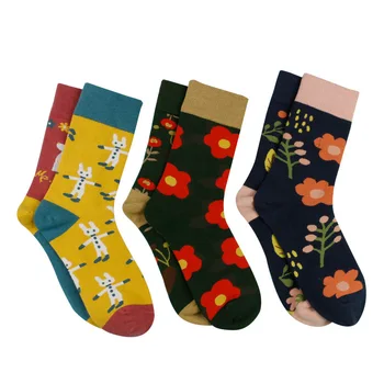 Пролетно-есенни Нови дамски чорапи, Асиметричен Чорап AB с изображение на Мечка, Компресия Чорапи за скейтборд Harajuku
