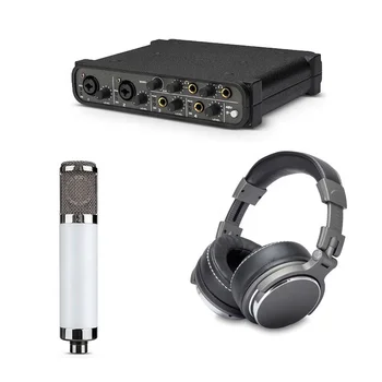 Професионален комплект микрофони MY MIC ME3 с конденсаторным микрофон с голяма бленда, интерфейс звукова карта, слушалки за запис на студийната