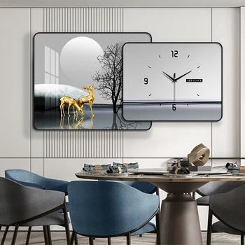 Сега светят луксозни часовници стенни часовници за всекидневна домакински модерна декоративна живопис вечен календар електронни стенни часовници