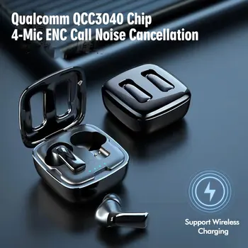 Слушалки AAC TWS ENC с шумопотискане aptX BT5.2, слушалки с чип Qualcomm QCC3040, вградени 4 микрофон, Безжична зареждане за Android и iOS
