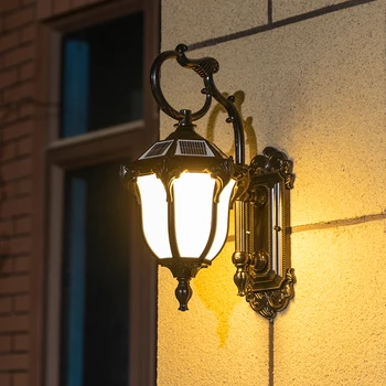 Слънчев външен стенен монтаж лампа, Водоустойчив Градински лампа, Европейски стил, Външните врата, монтиран на стената лампа, Балкон, монтиран на стената лампа, външно осветление