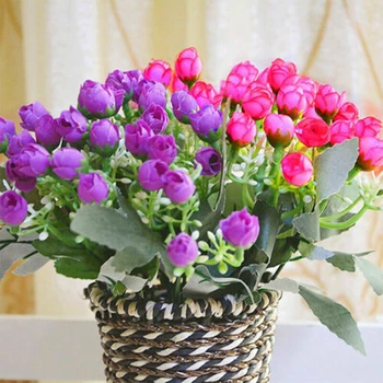 Украса За Св. Валентин, мини-декор за дома и градината, изкуствени цветя, вечерни декоративни 36 глави / 1 букет, изкуствен букет