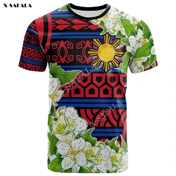 Филипините Цветето жасмин, Мъжки тениски с 3D-принтом, блузи, тениски, Къс ръкав, всекидневни, бързо съхнещи, летни, дишащи